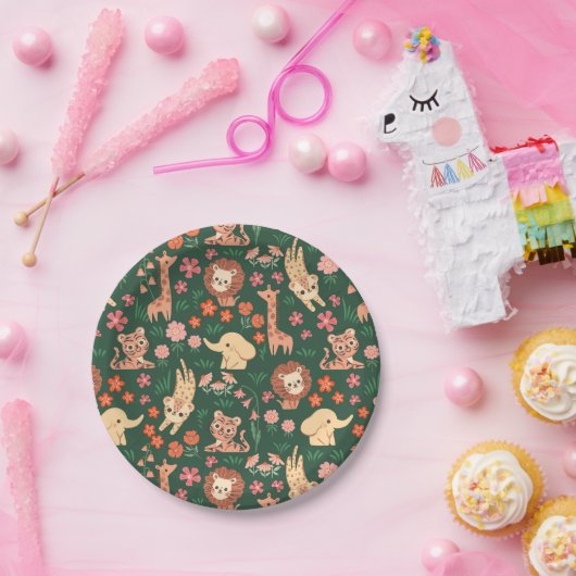 Oerwoud Wilde Baby Dier Tropisch Papier Bord (Feest)