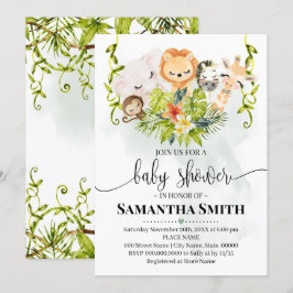 Oerwoud Wilde Dieren Baby shower Tropische Safari Kaart