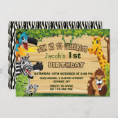 Oerwoud Wilde Dieren eerste verjaardag Kaart (Voorkant / Achterkant)