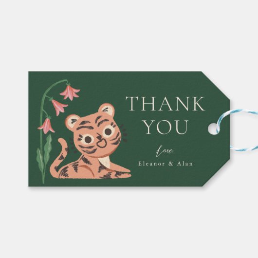 Oerwoud Wilde Dierlijke Tijger Kinder Partij Gift  Cadeaulabel (Voorkant (Horizontaal))