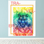 Oerwoud Wilde tijger Tropische bladeren Canvas Afdruk (Insitu (Houten vloer))