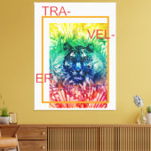 Oerwoud Wilde tijger Tropische bladeren Canvas Afdruk (Insitu (Woonkamer))