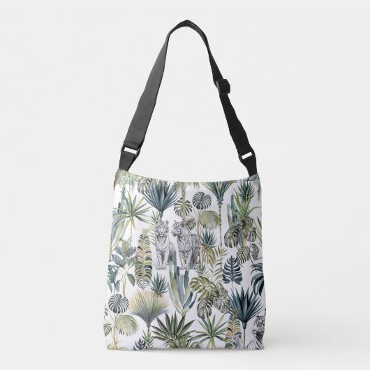 Oerwoud witte tijgers crossbody tas (Voorkant)