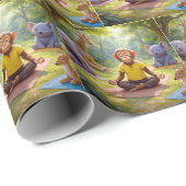 Oerwoud yogales met schattige dieren cadeaupapier (Rol Hoek)