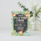 Oerwoud Young Wild and Three Birthday Party Briefkaart (Staand voorkant)