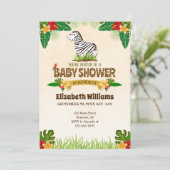 Oerwoud Zebra Baby shower Uitnodiging (Staand voorkant)