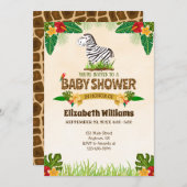 Oerwoud Zebra Baby shower Uitnodiging (Voorkant / Achterkant)
