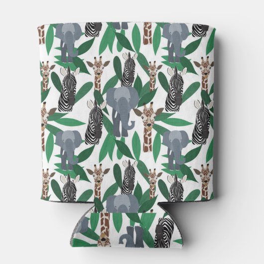 Oerwoud Zebra Elephant Giraffe Safari Animals Blikjeskoeler (Achterkant)