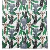 Oerwoud Zebra Elephant Giraffe Safari Animals Douchegordijn (Voorkant)