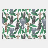 Oerwoud Zebra Elephant Giraffe Safari Animals Inpakpapier Vel (Voorkant)