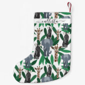 Oerwoud Zebra Elephant Giraffe Safari Animals Kleine Kerstsok (Achterkant)