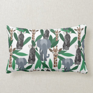 Oerwoud Zebra Elephant Giraffe Safari Animals Kussen