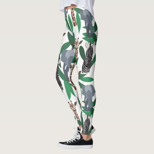 Oerwoud Zebra Elephant Giraffe Safari Animals Leggings (Links)