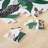 Oerwoud Zebra Elephant Giraffe Safari Animals Legpuzzel (Zijkant)
