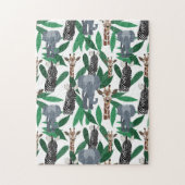 Oerwoud Zebra Elephant Giraffe Safari Animals Legpuzzel (Verticaal)