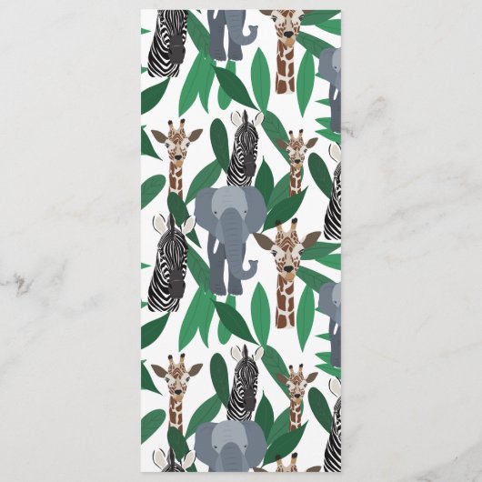 Oerwoud Zebra Elephant Giraffe Safari Animals Menu (Achterkant)