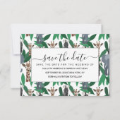 Oerwoud Zebra Elephant Giraffe Safari Animals Save The Date (Voorkant)