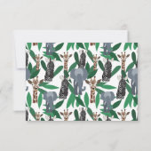 Oerwoud Zebra Elephant Giraffe Safari Animals Save The Date (Achterkant)