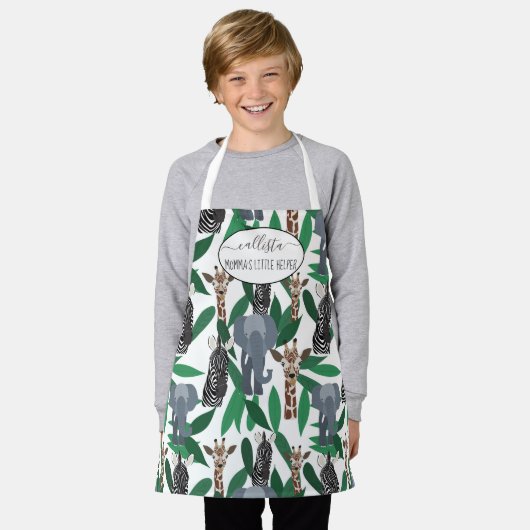 Oerwoud Zebra Elephant Giraffe Safari Animals Schort (Gedragen)