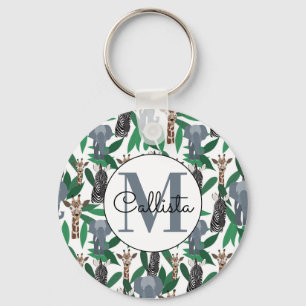 Oerwoud Zebra Elephant Giraffe Safari Animals Sleutelhanger