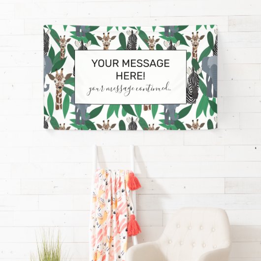 Oerwoud Zebra Elephant Giraffe Safari Animals Spandoek (Insitu)