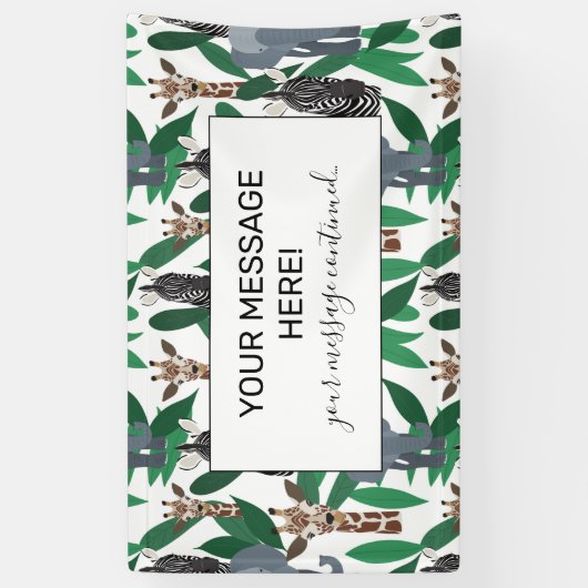 Oerwoud Zebra Elephant Giraffe Safari Animals Spandoek (Verticaal)