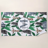 Oerwoud Zebra Elephant Giraffe Safari Animals Strandlaken (Voorkant)