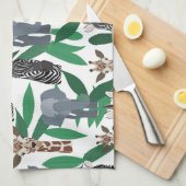 Oerwoud Zebra Elephant Giraffe Safari Animals Theedoek (Quarter Fold)