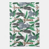 Oerwoud Zebra Elephant Giraffe Safari Animals Theedoek (Verticaal)