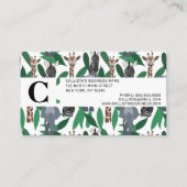 Oerwoud Zebra Elephant Giraffe Safari Animals Visitekaartje (Achterkant)