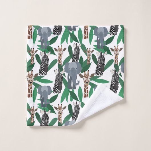 Oerwoud Zebra Elephant Giraffe Safari Animals Washandje (Wasdoekje)