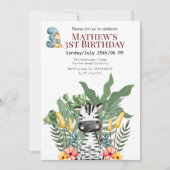 Oerwoud Zebra en Giraffe 3e verjaardag Kaart (Voorkant)