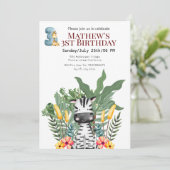 Oerwoud Zebra en Giraffe 3e verjaardag Kaart (Staand voorkant)