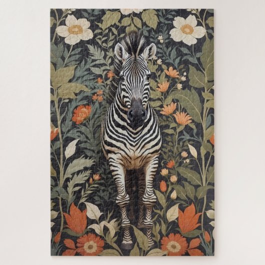 Oerwoud Zebra Floral Legpuzzel (Verticaal)
