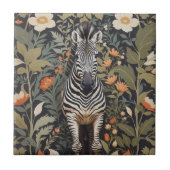 Oerwoud Zebra Floral Tegeltje (Voorkant)
