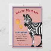 Oerwoud Zebra Happy Birthday Kaart (Voorkant)
