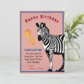 Oerwoud Zebra Happy Birthday Kaart (Staand voorkant)