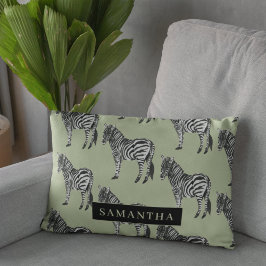 Oerwoud Zebra Wilde Patroon & Aangepaste Naam Accent Kussen