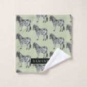 Oerwoud Zebra Wilde Patroon & Aangepaste Naam Bad Handdoek (Wasdoekje)