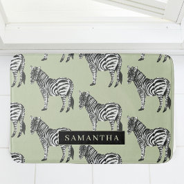 Oerwoud Zebra Wilde Patroon & Aangepaste Naam Badmat