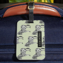 Oerwoud Zebra Wilde Patroon & Aangepaste Naam Bagagelabel