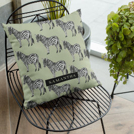 Oerwoud Zebra Wilde Patroon & Aangepaste Naam Buitenkussen