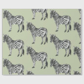 Oerwoud Zebra Wilde Patroon & Aangepaste Naam Cadeaupapier (Vlak)