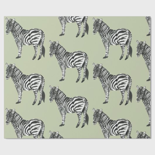 Oerwoud Zebra Wilde Patroon & Aangepaste Naam Cadeaupapier (Vlak)