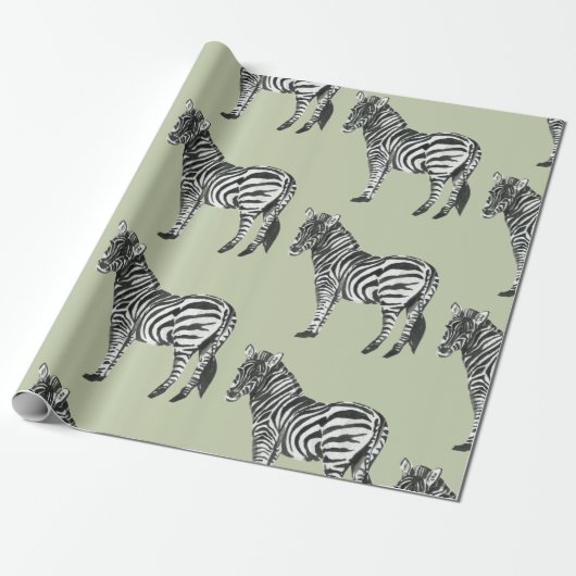 Oerwoud Zebra Wilde Patroon & Aangepaste Naam Cadeaupapier (Uitgerold)