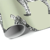 Oerwoud Zebra Wilde Patroon & Aangepaste Naam Cadeaupapier (Rol Hoek)