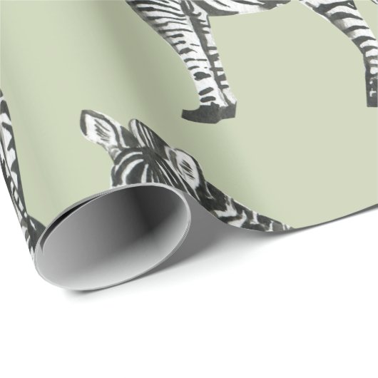 Oerwoud Zebra Wilde Patroon & Aangepaste Naam Cadeaupapier (Rol Hoek)