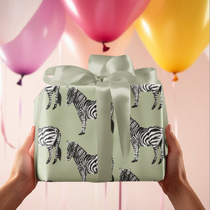 Oerwoud Zebra Wilde Patroon & Aangepaste Naam Cadeaupapier