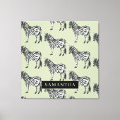 Oerwoud Zebra Wilde Patroon & Aangepaste Naam Canvas Afdruk (Voorkant)