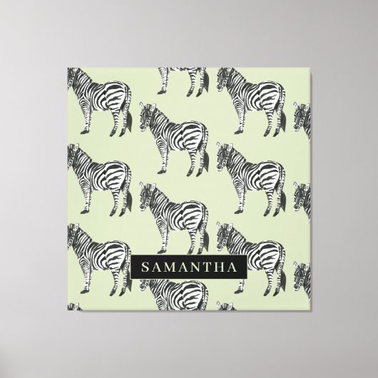 Oerwoud Zebra Wilde Patroon & Aangepaste Naam Canvas Afdruk (Voorkant)